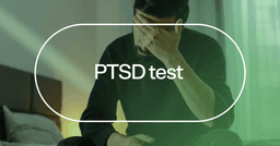 man feeling disconnected with text 'PTSD test'