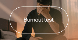 man feeling mentally drained with text 'Burnout test'
