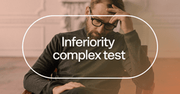 man feeling not good enough with text 'Inferiority complex test'