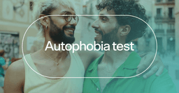man avoiding going places alone with text 'Autophobia test'