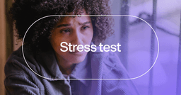 woman feeling overwhelmed with text 'Stress test'