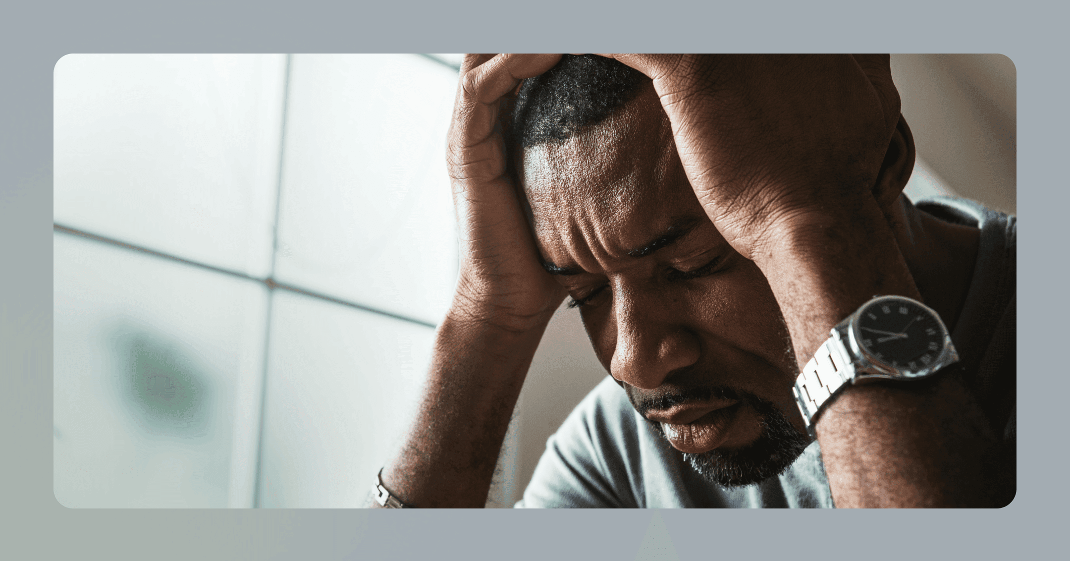 man having trouble concentrating due to adjustment disorder with depressed mood