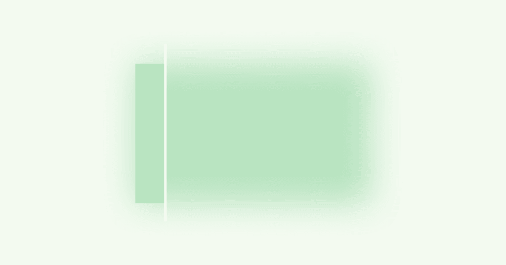 Image shows a green rectangle. Almost all the way to the left side of the rectangle is a vertical white line that goes through the rectangle. To the left of the white line, the rectangle is in sharp focus. To the right of the white line, the rectangle is blurry.