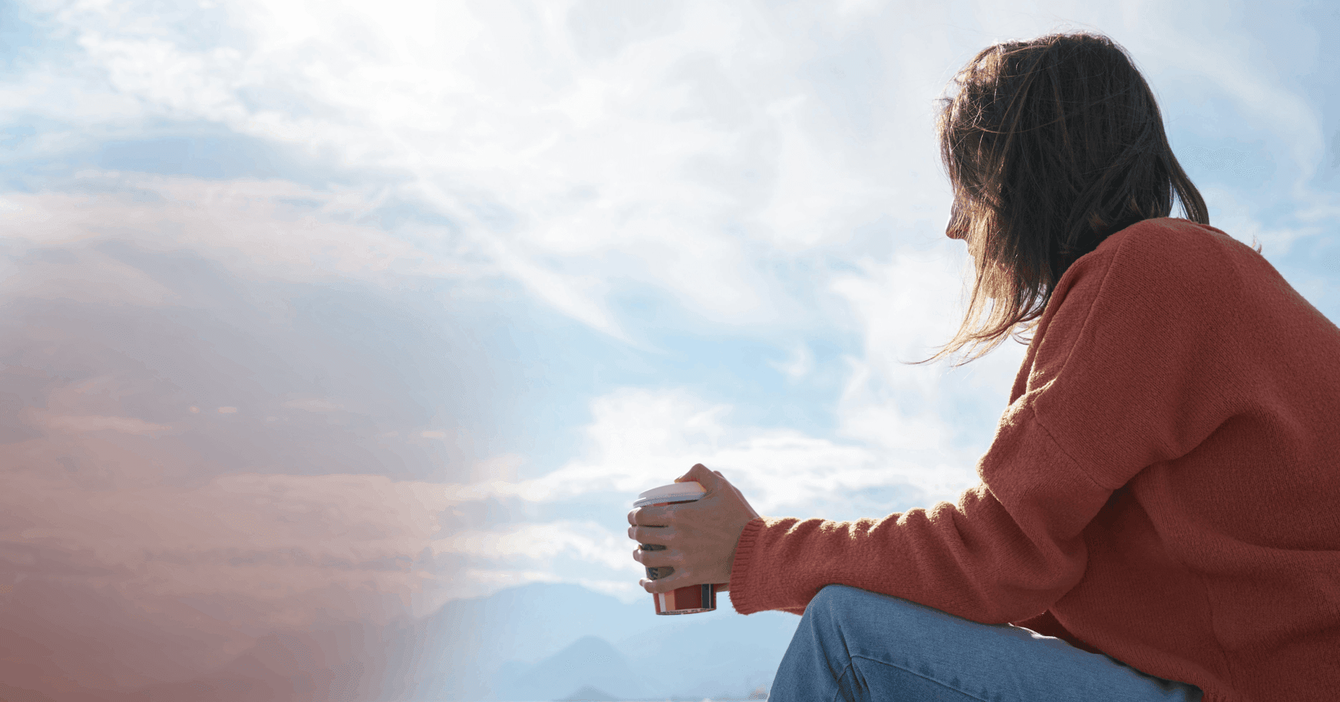 woman sitting outside to distract herself from the urge to cut